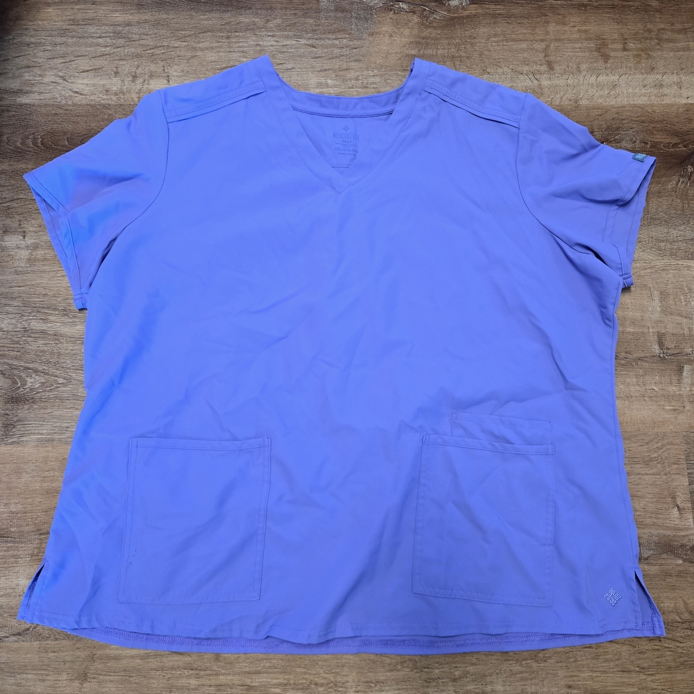 Med Couture Women's Light Purple Short Sleeve Scrub Top 3X